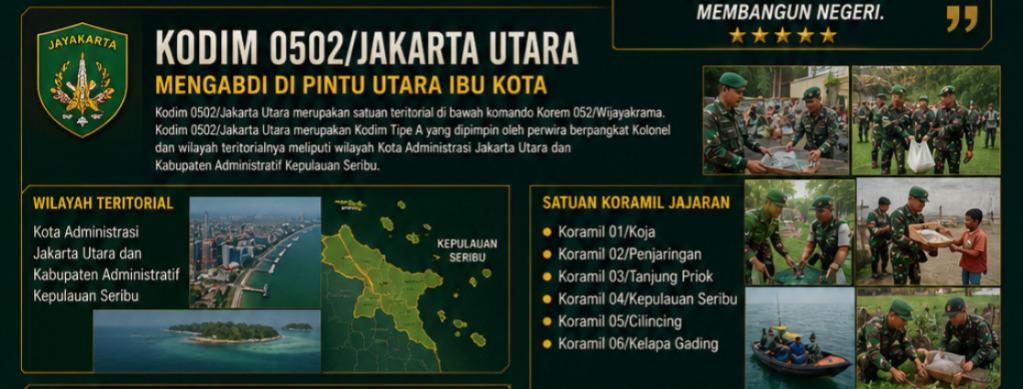 KOREM 052/WIJAYAKRAMA DAN KODIM 0502/JAKARTA UTARA: Sabang sampai dengan Marauke "Jajaran Tim Publikasi Media, Menjaga Stabilitas Wilayah - Menguatkan Sinergi, Mengabdi Untuk Negeri Kolaborasi Jakarta Explore 2026 SDM Cekatan Disiplin Mutu Dunia IMTAQ & IPTEK" 3 JST TNI 0502 1