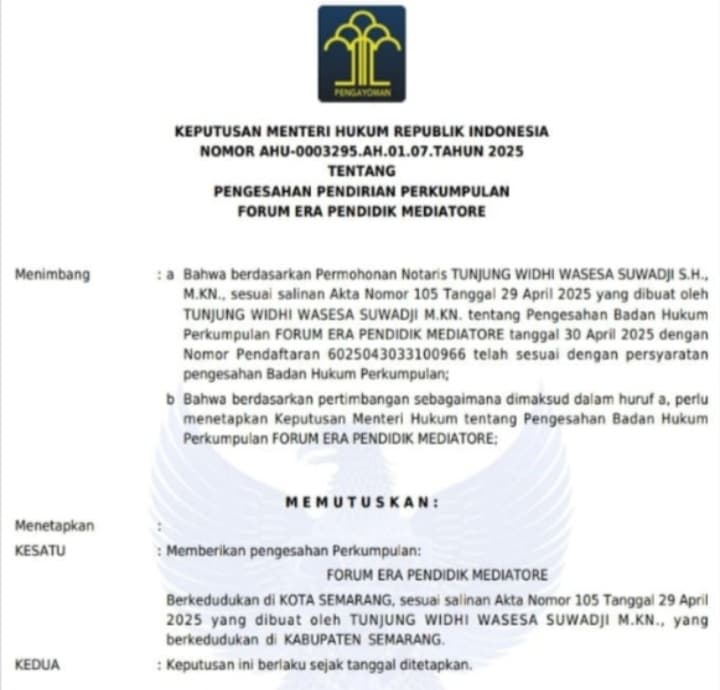 surat keputusan FERADI